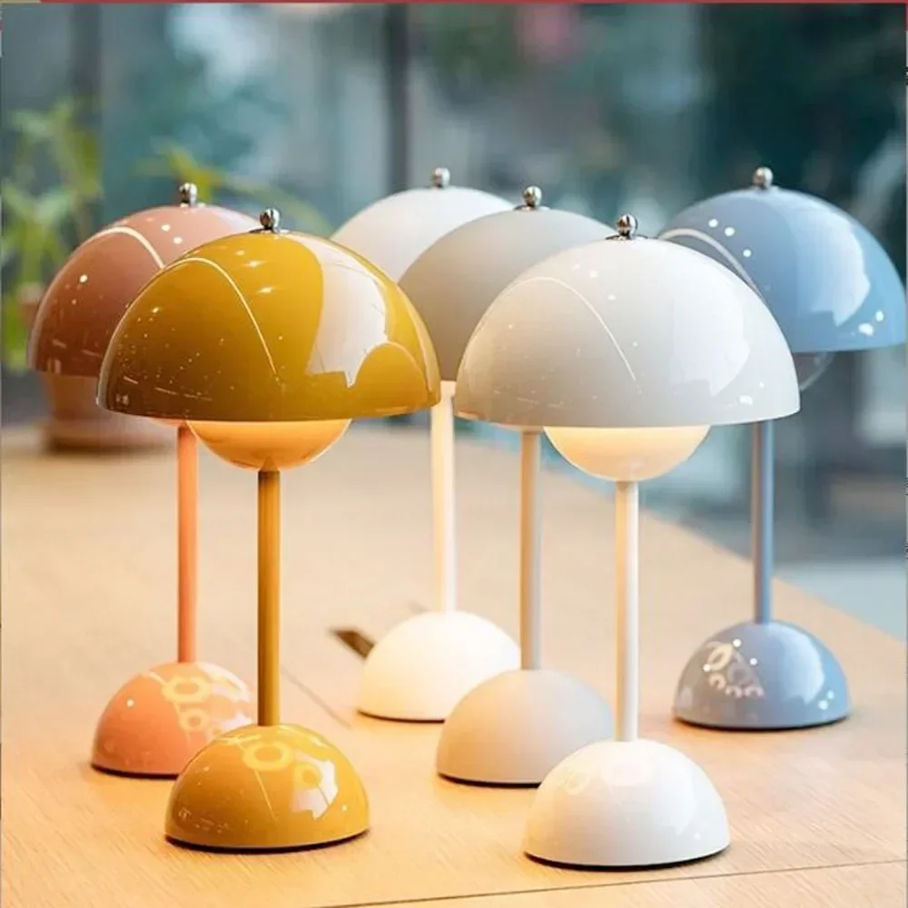 

Mushroom Flower Bud LED Rechargeable Table Lamps Desk Lamp Touch Night Light For Bedroom Restaurant Cafe Modern Decoration Gifts