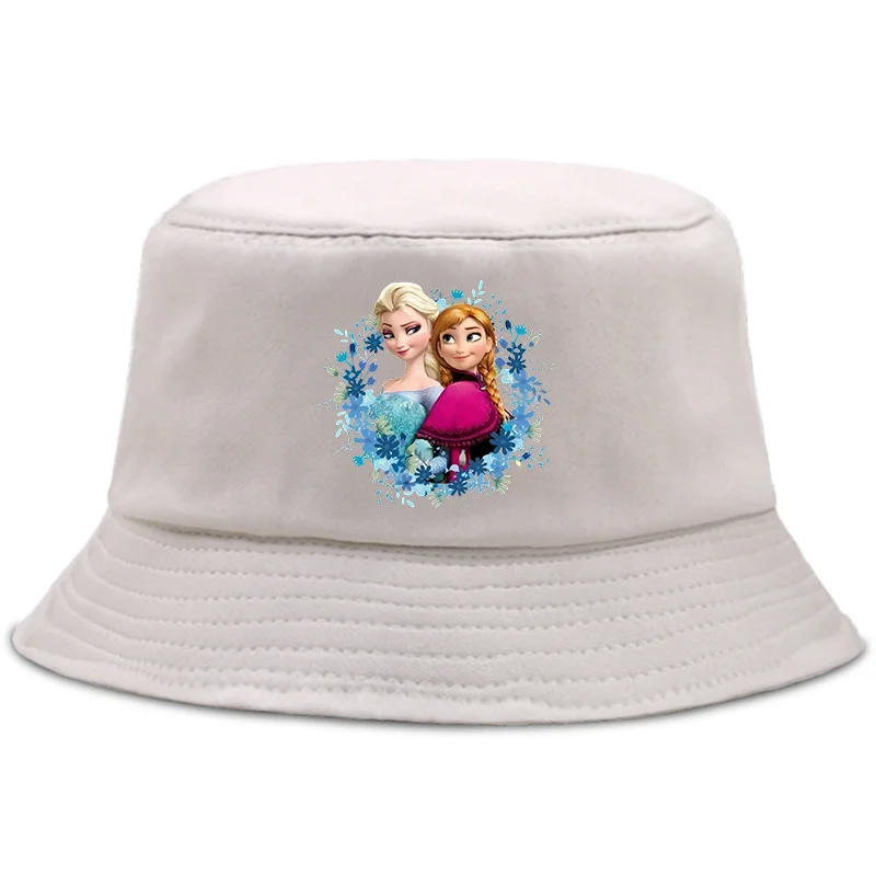 Frozen Anna Elsa Parent-child Bucket Hat Kids Summer Panama Bucket Cap Women Men Hip Hop Harajuku Fisherman Hat