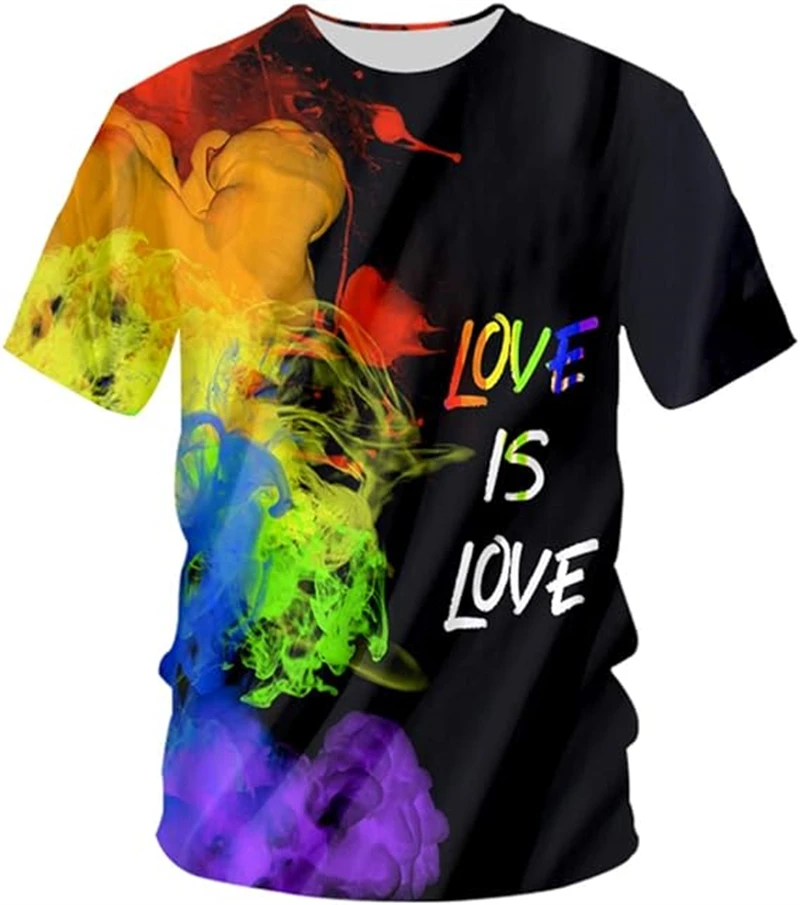 Summer New Top Rainbow Flag 3D Printing T-shirt Fashion Lesbians Gay Street Casual Short-sleeved T Shirt For Men Women Tees Top