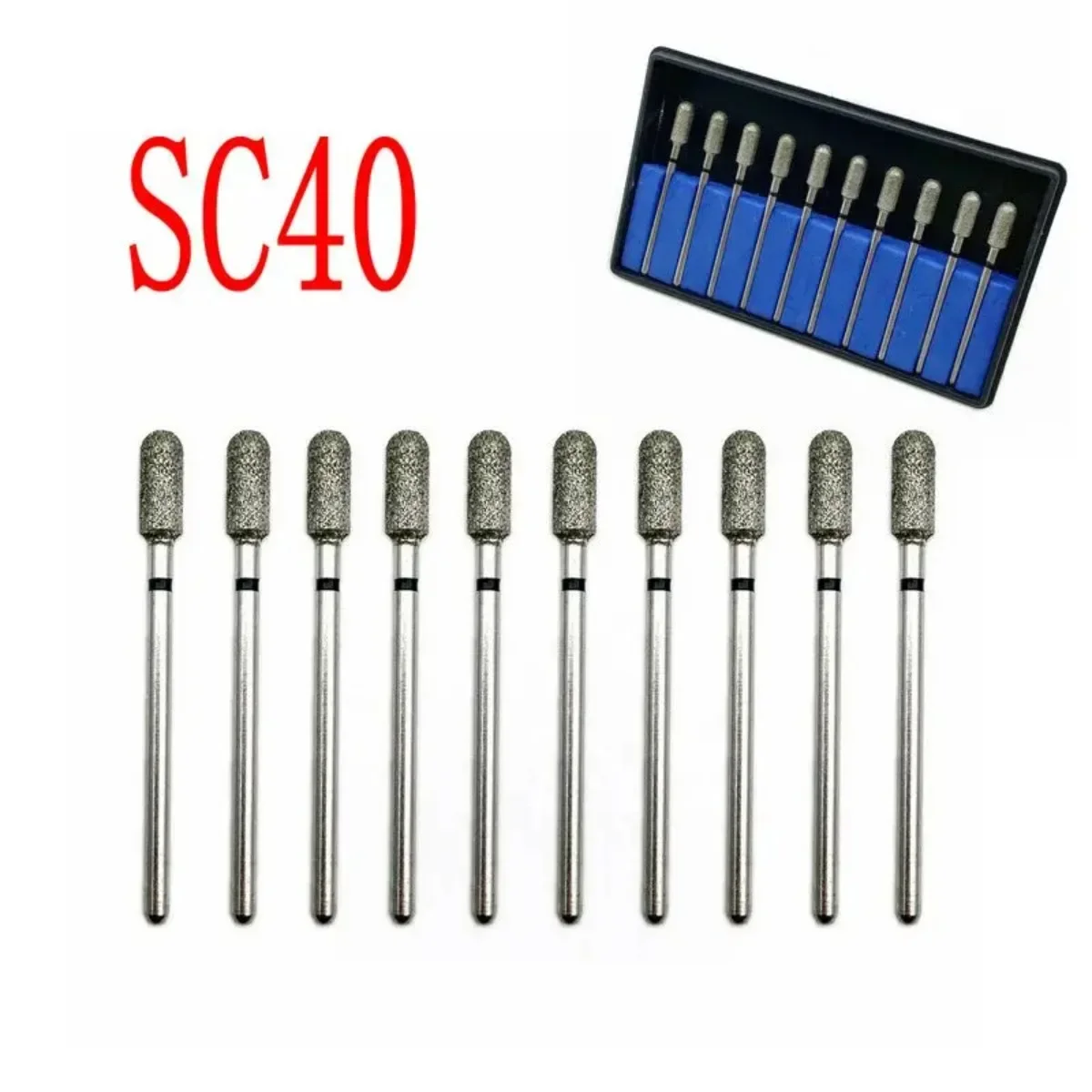 

10pcs Dentist Material Diamond Polish Burs for Low Speed Straight Handpiece 2.35mm Shank Diamonds Nail Drill Milling Cutter SC40