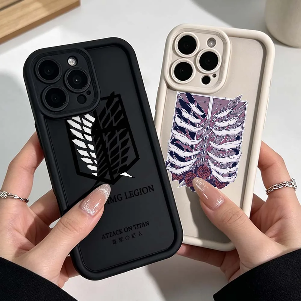 Funda de silicona con logo de Ataque a los Titanes para Apple iPhone 17 Air 16 15 14 13 12 11 Mini Plus Pro Max Eye Ladder