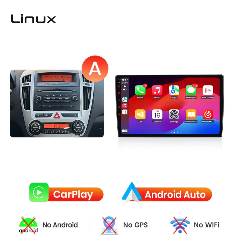Junsun draadloze CarPlay Android Auto autoradio voor Kia Ceed Mk1 (ED) 2006-2012 met ingebouwde koelventilator, Android GPS navigatie, multimediaspeler, WiFi, DSP, RDS, BT, SWC, IPS touchscreen,