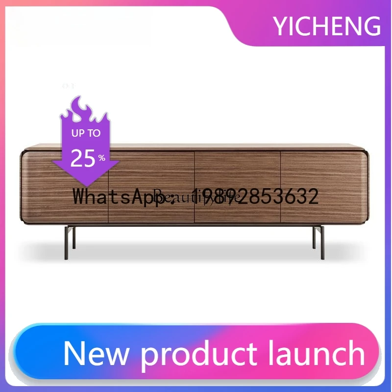 

QQ Italian retro solid wood TV cabinet, walnut color storage, modern simple household living room, small apartment floor cabinet