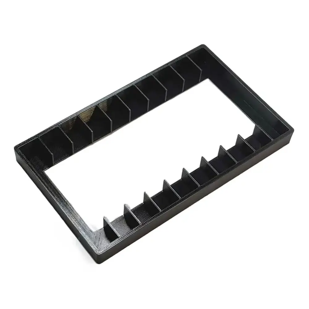 Retro style cassette tape organizer box with magnetic closure holds 10 tapes compact design black plastic construction