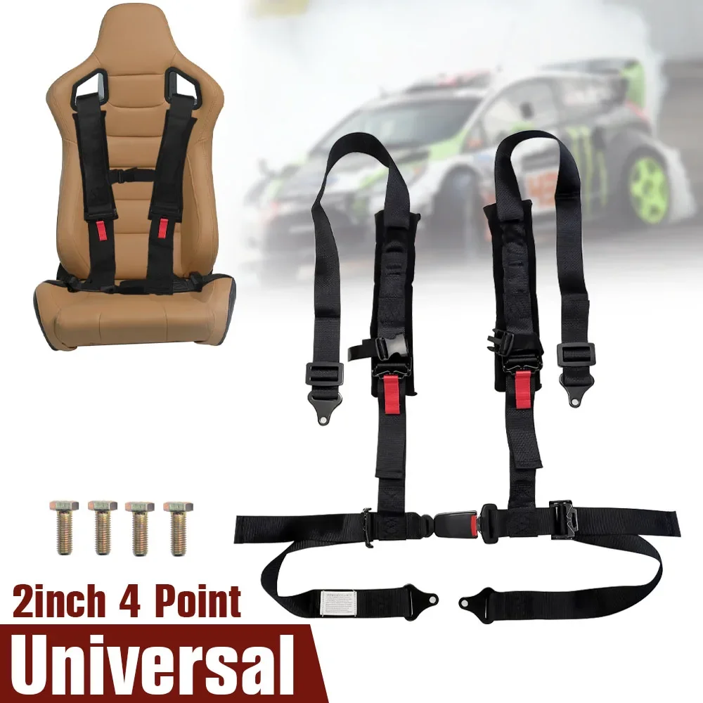 2 inch Universal 4 Point Bolt Mounting Racing Seat Belt Sety Harness High Grade Strap Nylon Belts