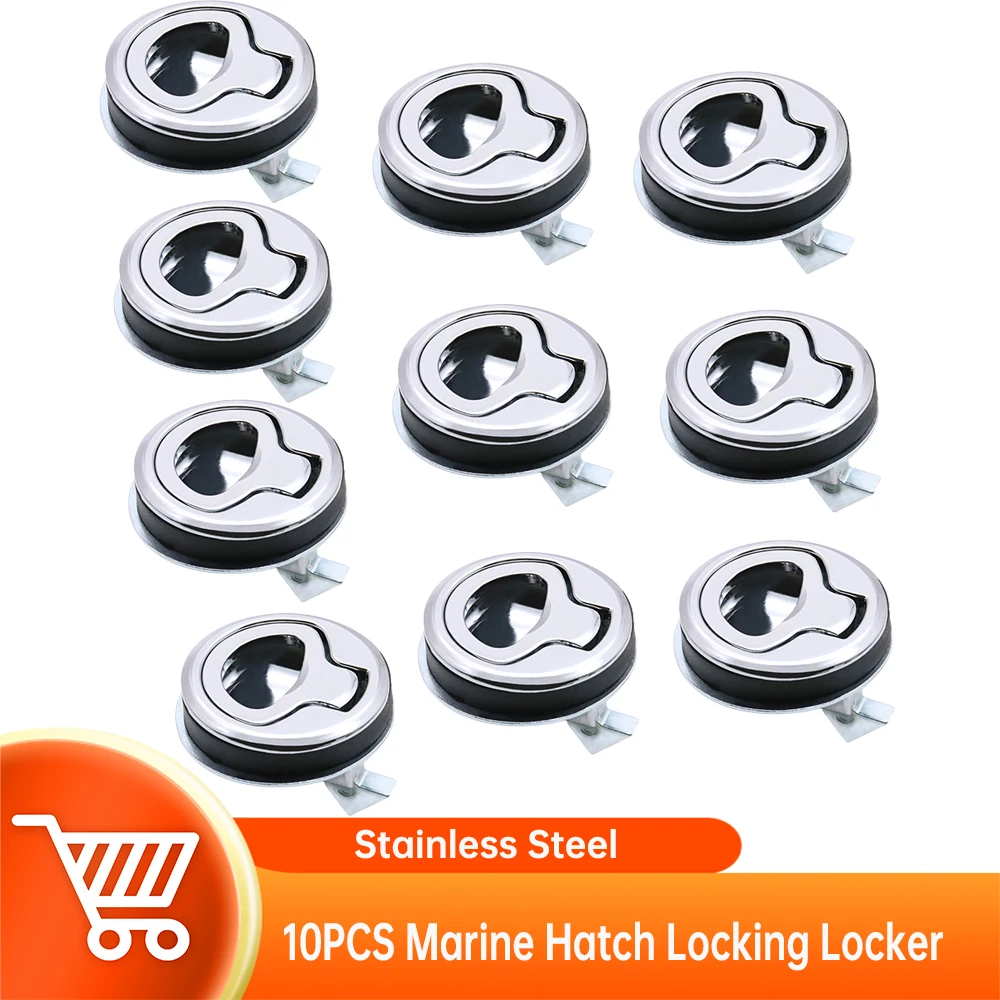 

10pcs Round Flush Pull Slam Latch for RV Boat Marine Deck Hatches Lift Pull Handle Non Key Marine Deck Locker