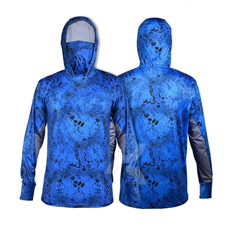 New Camouflage Fishing Shirts With Sun Protection Long Sleeve Hooded Face Cover Quick Dry Tops Fishing Face Mask Clothes Upf 50+