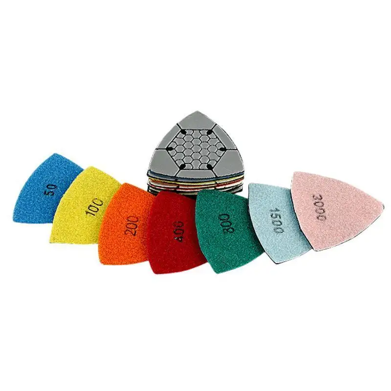 7Pcs Triangle Sanding Pad 90mm Diamond Dry Polishing Pad Sandpaper For Renovator Tool Multi-Function Oscillating Grinding Pads