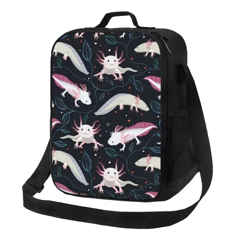 Cute Exotic Salamander Animal Axolotls Insulated Lunch Bag for Women Thermal Cooler Lunch Tote Office Work School