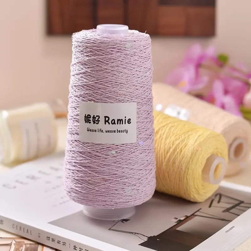 

250g/pcs Natural Ramie Thread Glitter Thread Linen with Bone Like DIY Summer Vest Short Sleeved Hand Woven Crochet Shawl