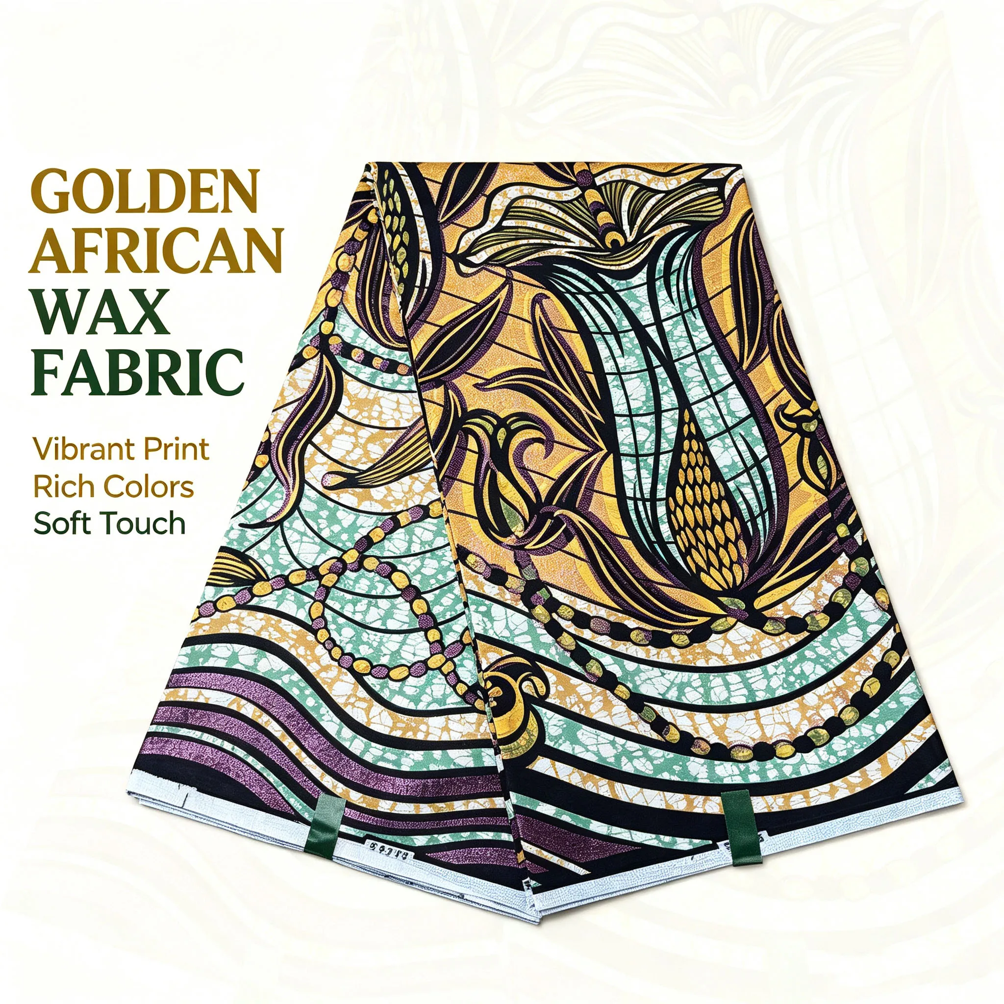 African Golden Wax Ankara Fabric Glitter Corn Pattern Batik Cloth 6 Yards Cotton Material For Nigerian Women Dress Sewing Pagne