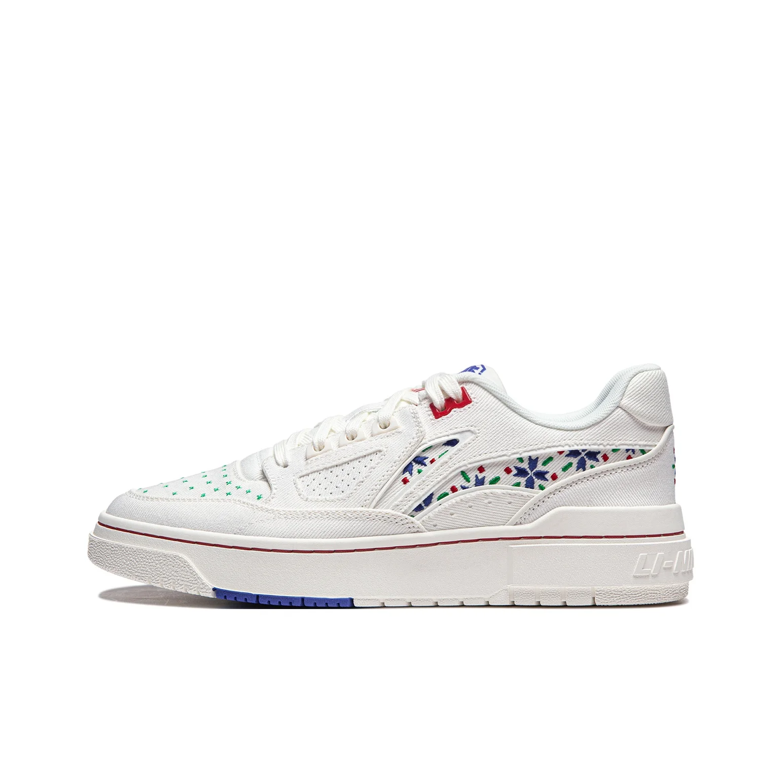 Li Ning Rookie Slip Resistant Cushioning Abrasion Resistant Lightweight Low top Skateboard Shoes Unisex White ABCU009-2