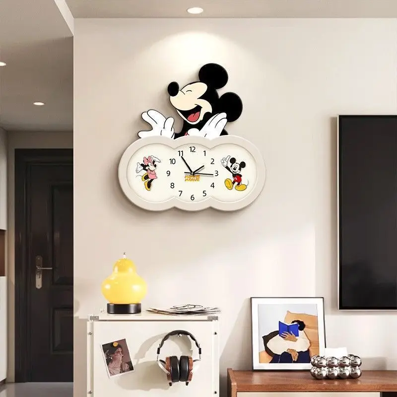 ミッキー漫画壁掛け時計リビングルームクリエイティブテレビ子供部屋壁掛け時計新しいシンプルモダンサイレントレストラン壁掛け時計ギフト