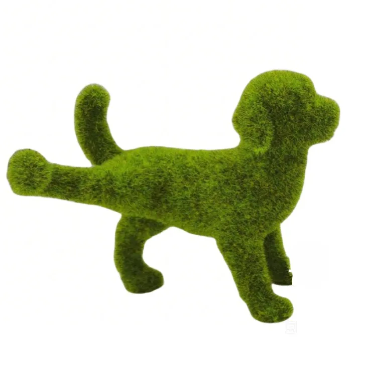 Resin Dog with Soft Flock Finish for Realistic Appearance in For Outdoor Garden Lawn and Indoor Shelf Displays
