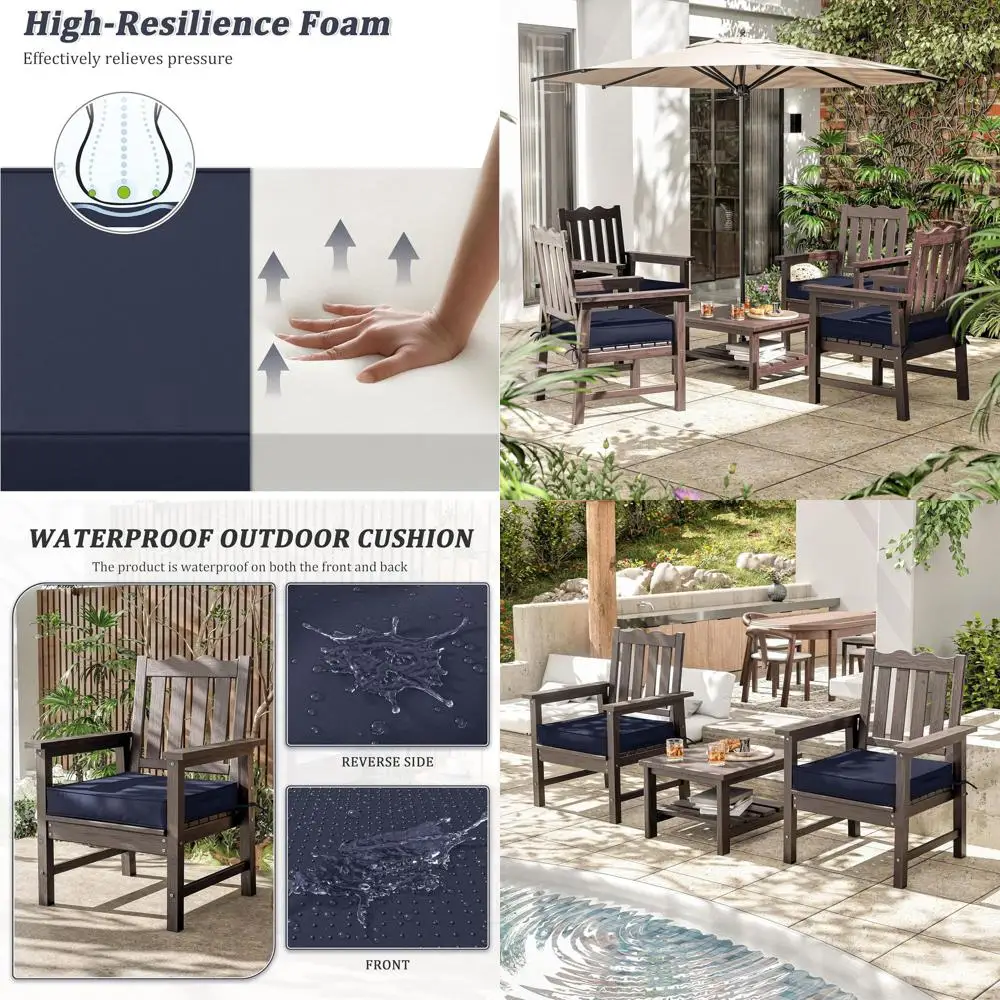 

Set of 2 Waterproof Outdoor Chair Cushions, 22x22x4 Inches, Fade Resistant with Handle and Adjustable Straps for Patio Furniture