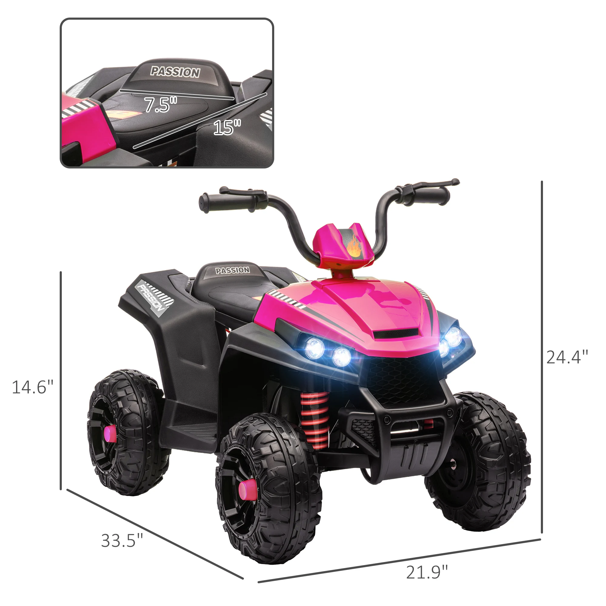 12V Kids Atv with Spring Suspension, Forward & Reverse, Pink