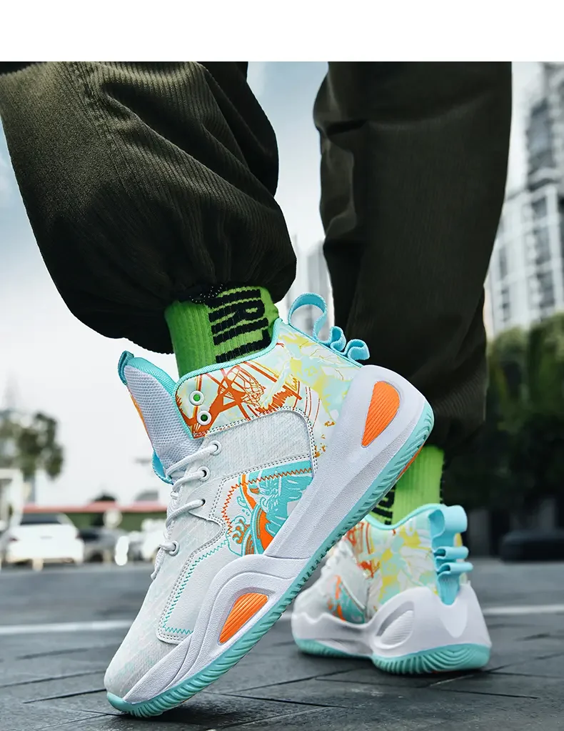 2025รองเท้าบาสเก็ตบอลผู้ชายใหม่ลําลองคู่รองเท้าผ้าใบ Doodle อเนกประสงค์ยางแต่เพียงผู้เดียวรองเท้าผ้าใบผู้ชาย