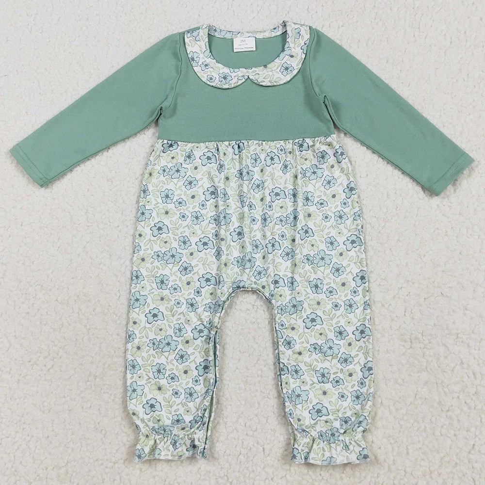 

Hot Sale Baby Girls Rompers Fall Toddler Girls Onesie Boutique Kids Clothes Girls Rompers New Long Sleeves Floral Ruffle Rompers