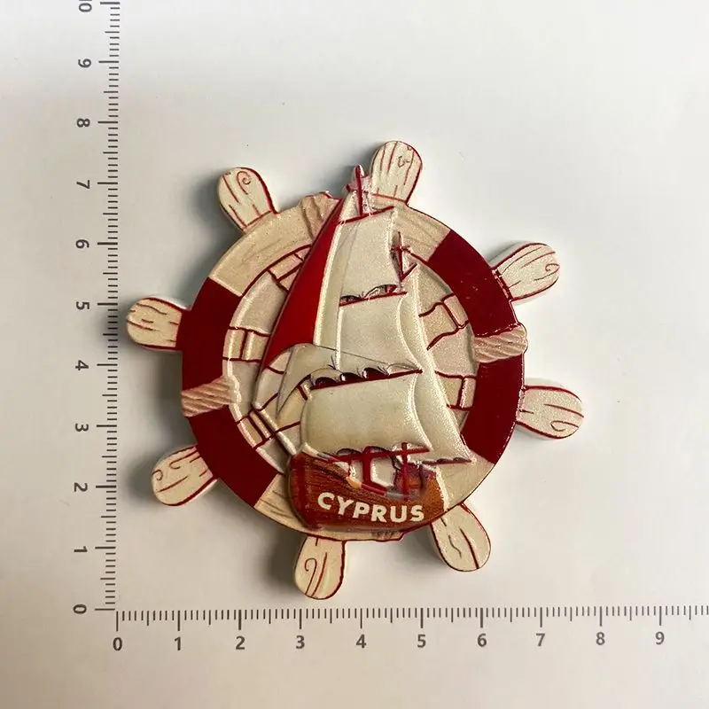 Cyprus Tourist Souvenirs Refrigerator Magnet Creative Ship Rudder Three-dimensional Decoration3dPainted Home Decor Gift