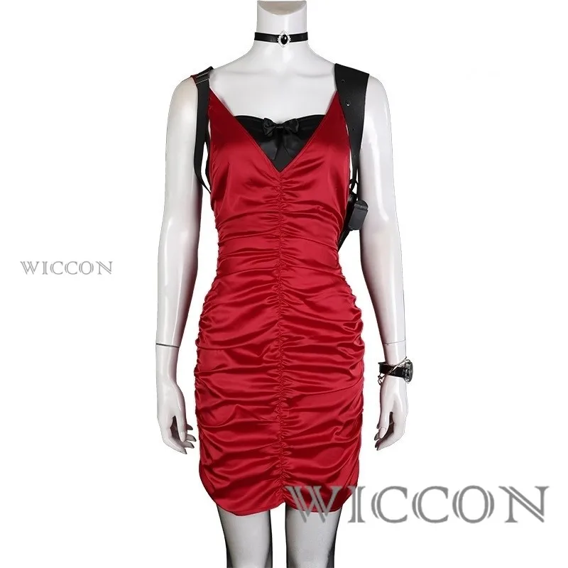 هالوين آدا وونغ تأثيري الباروكات النساء لعبة المقيم 4 لعب الأدوار فانتازيا وتتسابق فستان بتصميم حالم الكبار زي الملابس Fullset 2049