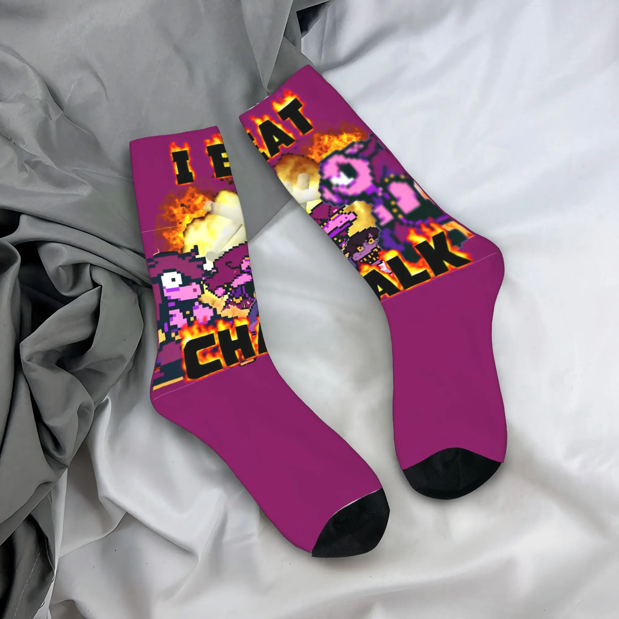 

I eat chalk Susie Deltarune Socks Anti Skid Stockings Adults Men Warm Soft Climbing Socks Winter Vintage Pattern Socks