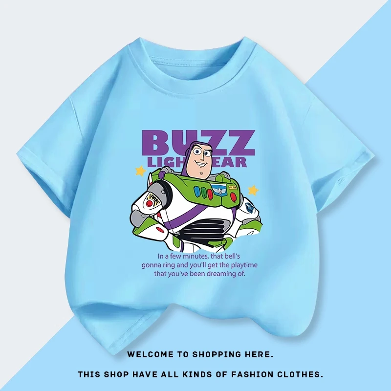 توي ستوري Buzz Lightyear العصرية الأولاد تي شيرت قصير الأكمام قميص جديد الصيف الأولاد القطن الخالص ملابس أطفال