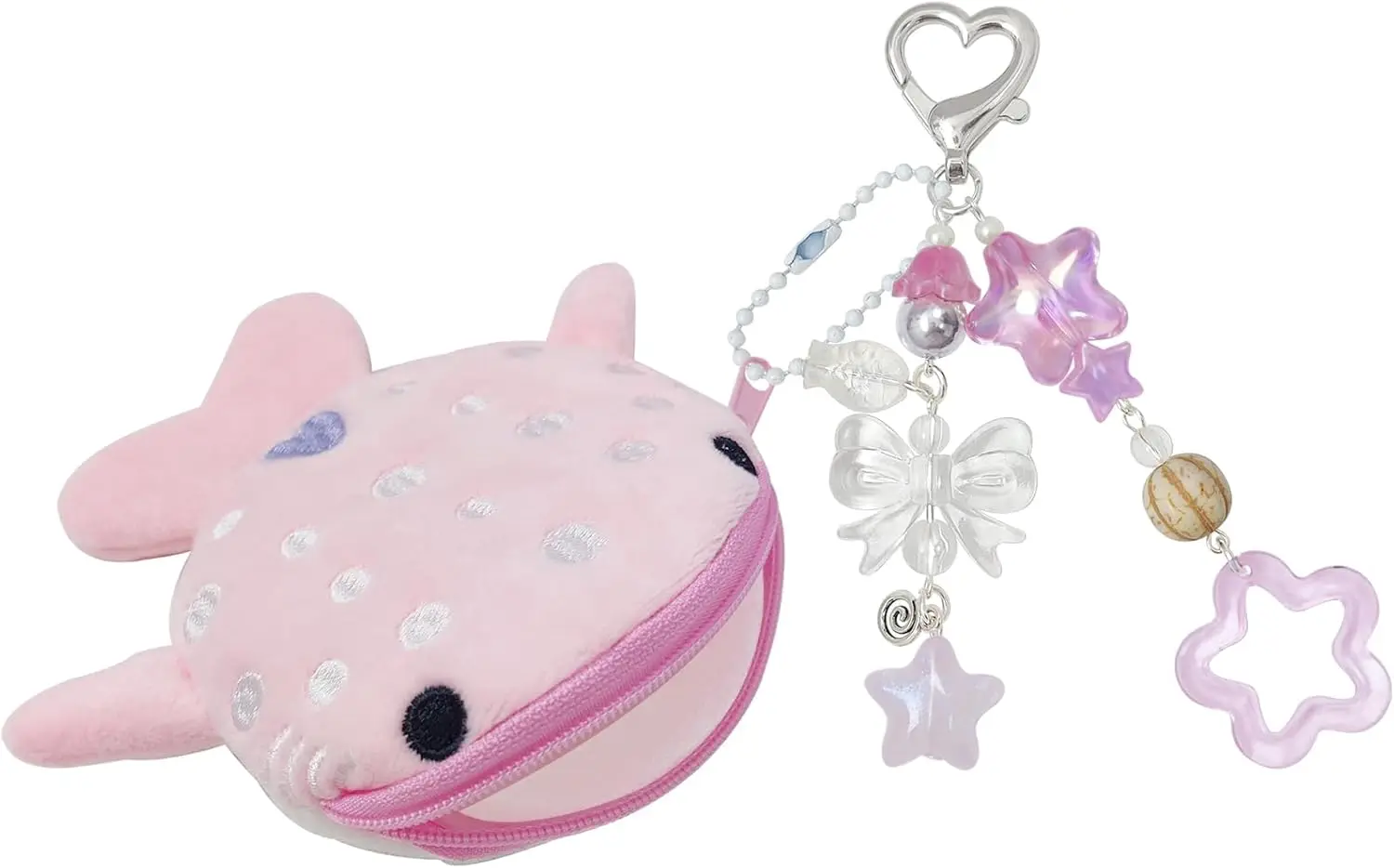 Adorable Llavero de Peluche de Tiburón Ballena con Monedero con Cremallera, Cartera Kawaii Hecha a Mano para Mujer