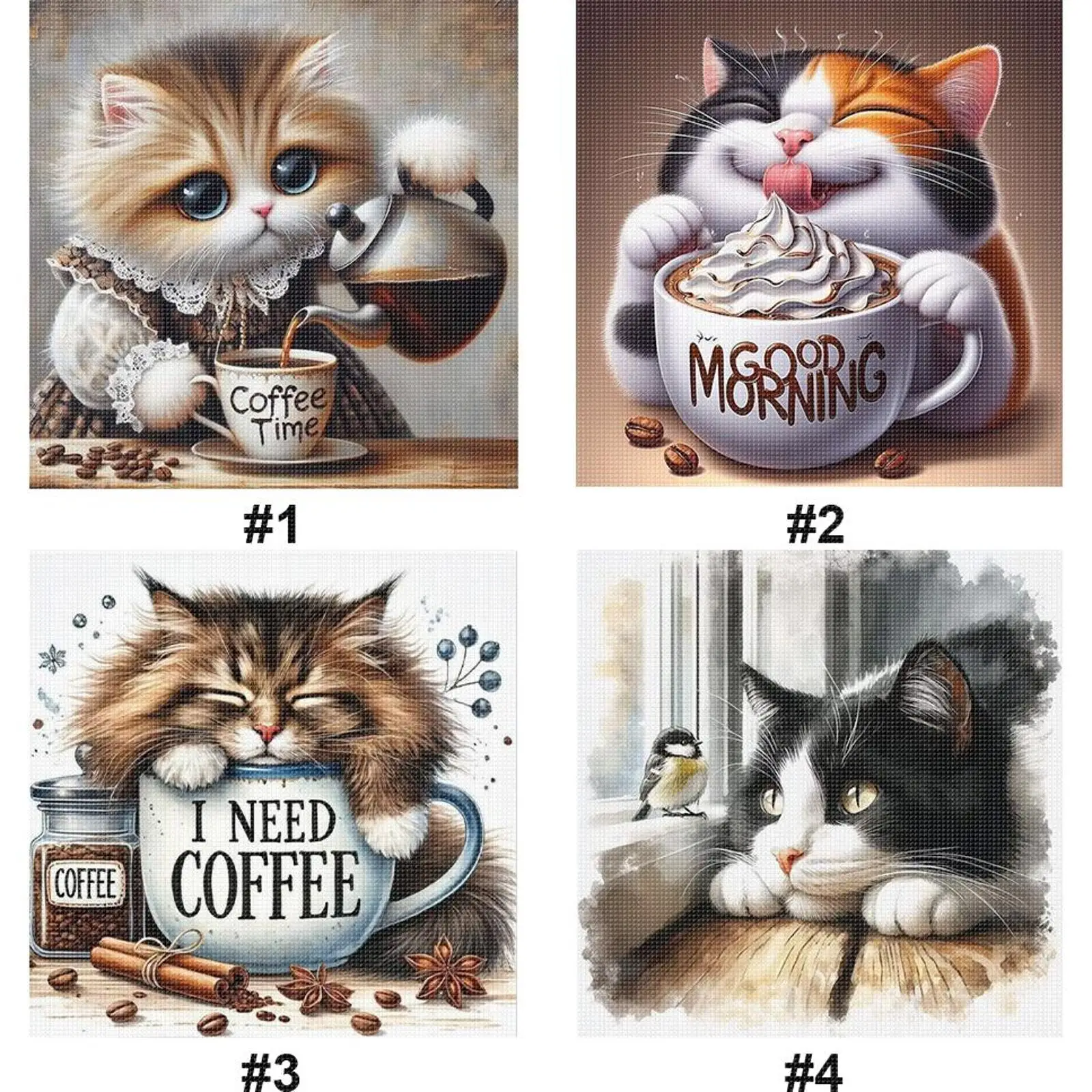 

Full Embroidery Eco-cotton Thread 11CT Printed Cat Cross Stitch Kit Art