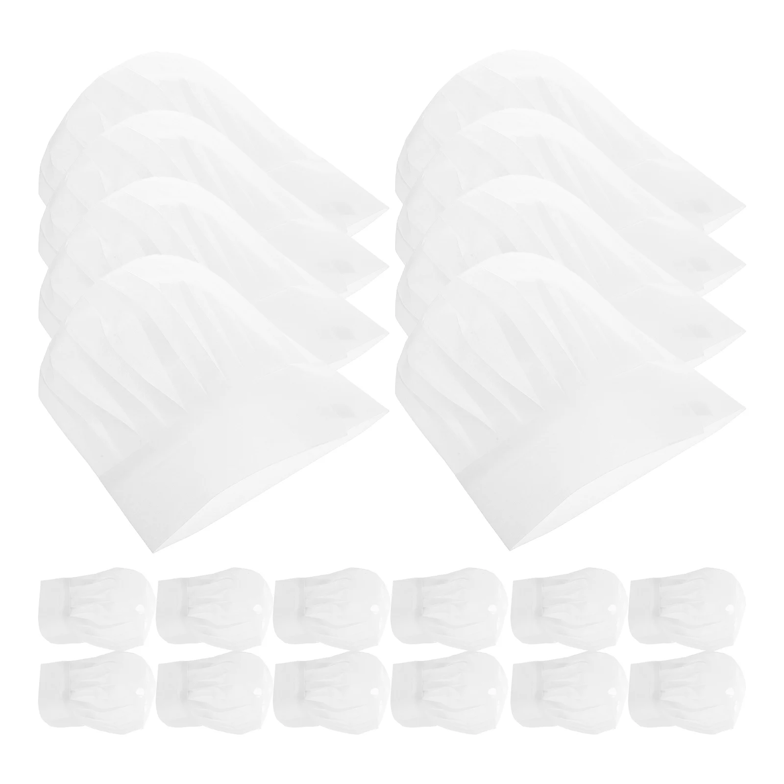 20pcs Non-woven Chef Hat Tall White Baker Hats Cooking Headband French Costume Chef Skull Cap Hair Net Kitchen Uniform