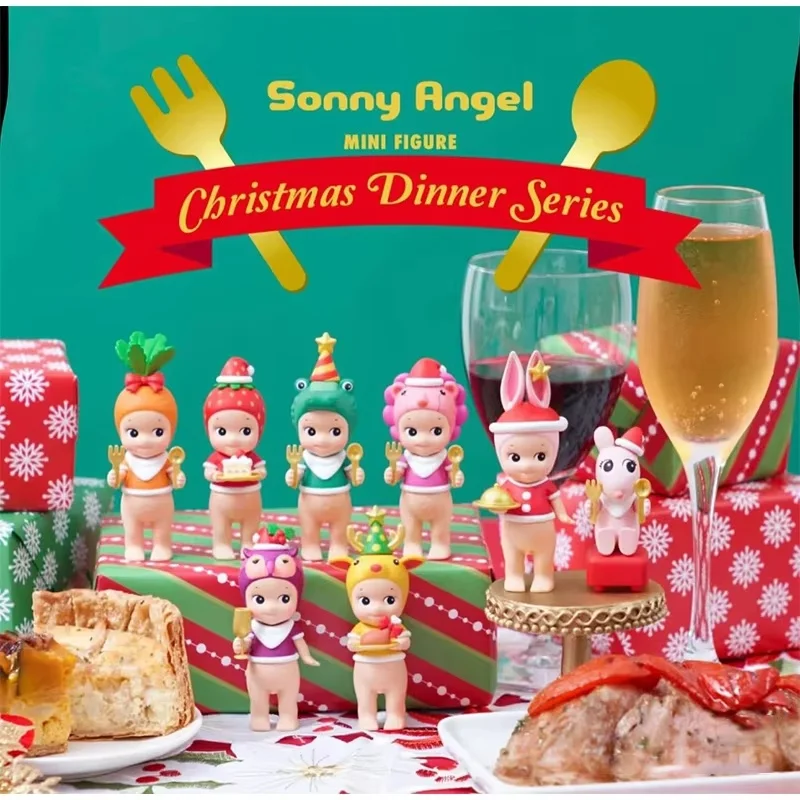 genuine New Sonny Angel Christmas Dinner Series Blind Box Hippie Kawaii  Sonny Angel Figure Limited Mystery Suprise Boxes Gifts