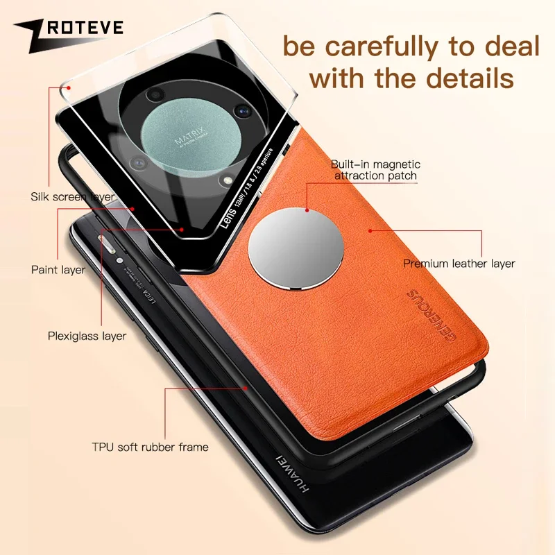 For HonorX9a Case Zroteve PU Leather Soft Frame Hard PC Cover For Huawei Honor X9a X9b X9c HonorX9b HonorX9c 5G Phone Cases