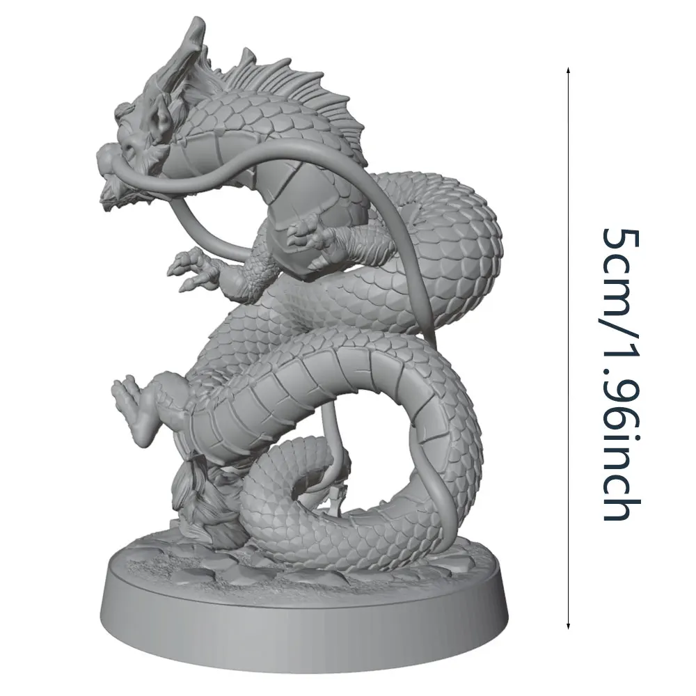 Majestätische und verheißungsvolle chinesische Drachenfigur, Desktop-Dekoration, Aquarium-Landschaftsgestaltung, Miniatur-Harzstatue, handgefertigtes Modellbausatz, 3D-gedruckt, unbemaltes Harzmodell