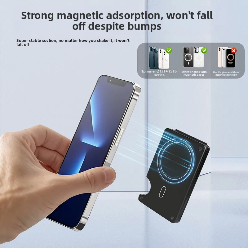 Совместим с кошельком MagSafe, тонким мужским кошельком с зажимом для денег, металлическим держателем для карт с блокировкой RFID, минималистичным магнитным кошельком