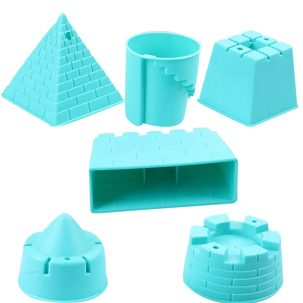6Pcs Plastic Beach Castle Set Premium Kids Outdoors Playset For Toddler Beach Toy Sand Excavating Tools