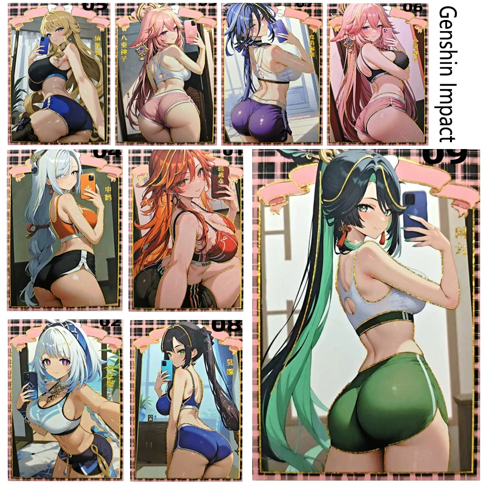 

Genshin Impact Rainbow Flicker Collectible Card Holiday Gifts Keqing Funingna Raiden Shogun Ganyu Yoimiya Laser flash