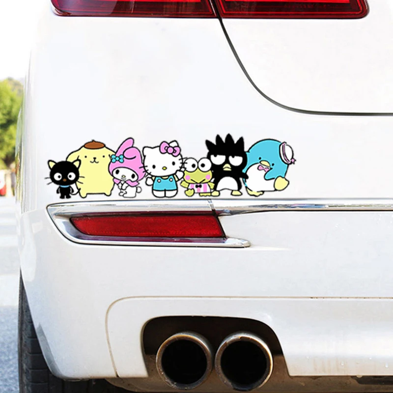 Sanrio-Olá Kitty Carro Lidar Com Película Protetora, 3D Bonito Porta Do Carro Adesivos, Decal Vinil Impermeável, Acessórios Do Carro Decoração