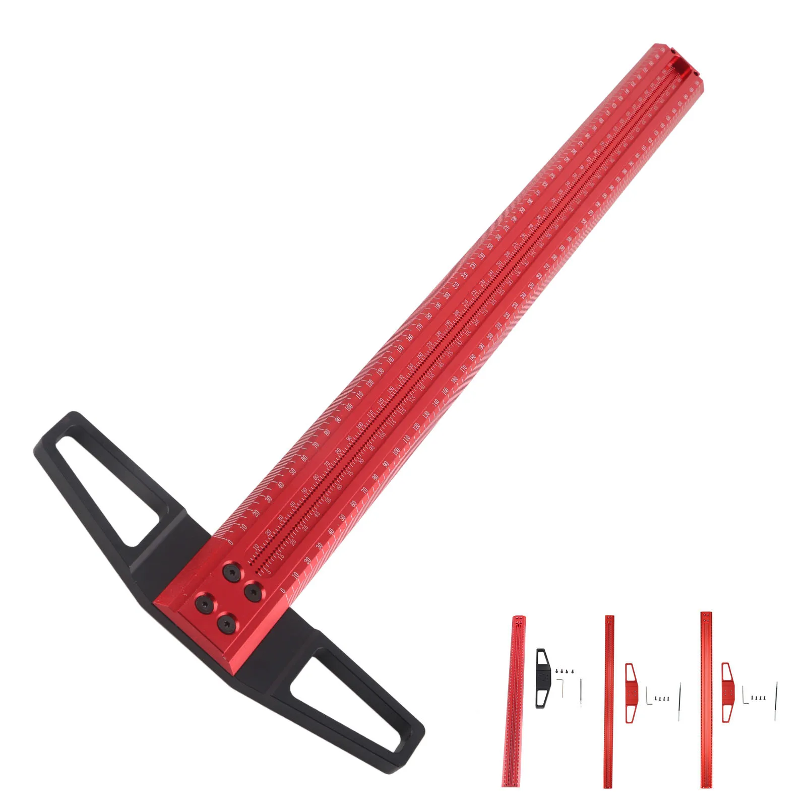 T500/600/760 Shaped Ruler, T Type Woodworking Ruler Hole Positioning Scribing Gauge Aluminum Alloy Measuring Tool for Carpenter