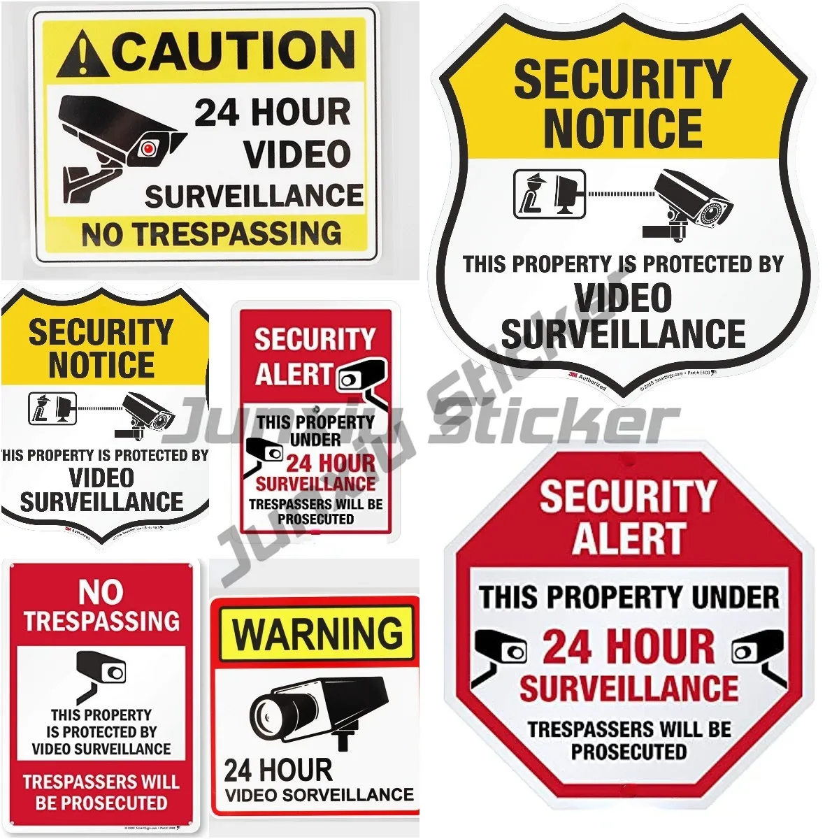 24 Hour Video Surveillance Car Sticker Accessories Vinyl PVC Motorcycle Waterproof Windshield Car Window Car Styling Decal