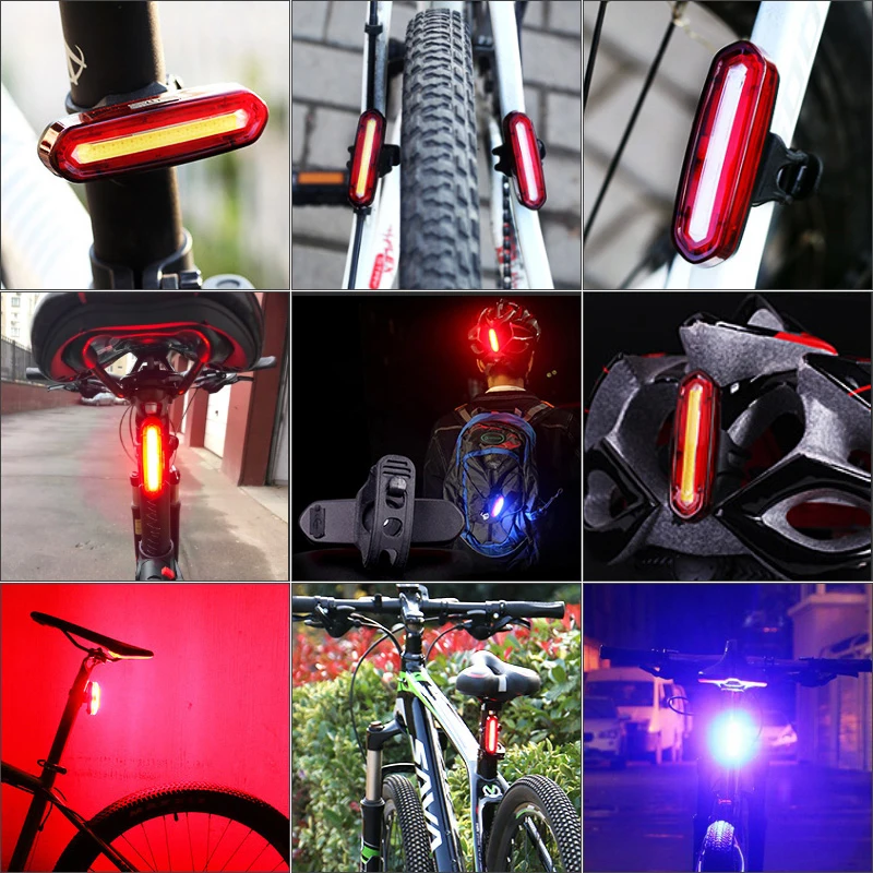 Luz trasera de bicicleta impermeable LED luz delantera trasera de bicicleta recargable por USB conducción de montaña ciclismo lámpara trasera luz de