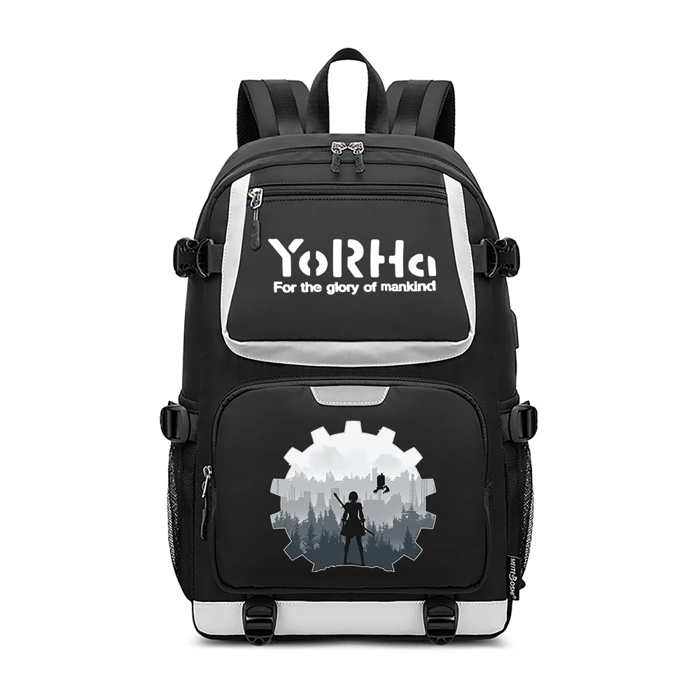 

Game NieR:Automata Laptop Backpack YoRHa No.2 Game School Bags Men Travel Bagpack Large Bookbag Cartoon Shoulder Daypack