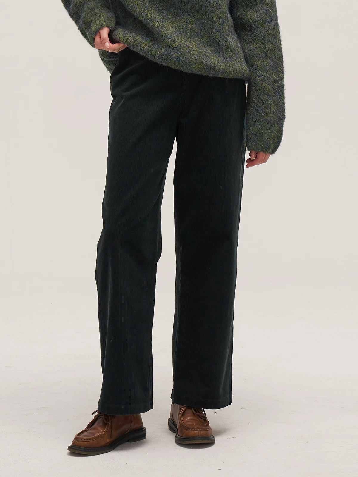 

Ertang High Waist Straight Leg Cotton Velvet Pants Slimming Design Commute Friendly Women's Faion Autumn Winter Trousers