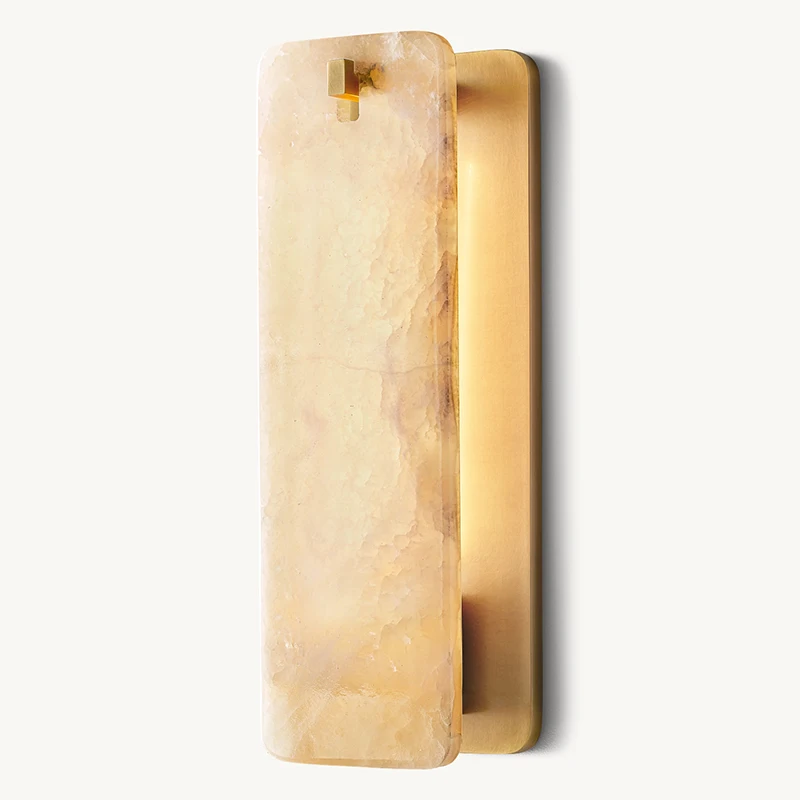 

Настенный светильник RH Calamette Onyx из натурального мрамора для гостиной, ванной комнаты, прихожей, лестницы, спальни, латунный светильник с зеркальной поверхностью