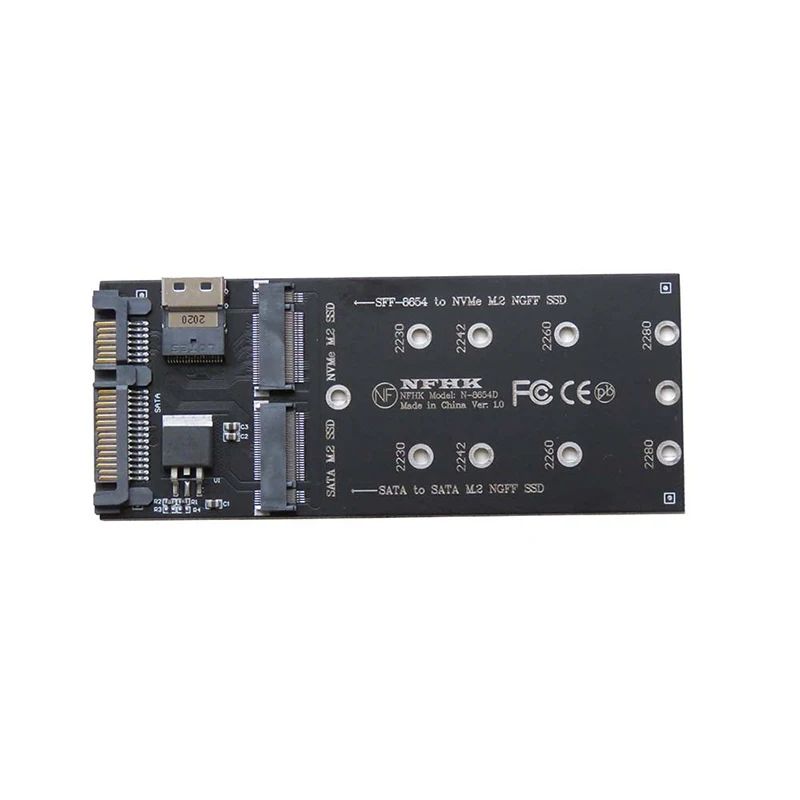 Cartão de Expansão para Computador, Adaptador SSD M2, NGFF M.2 SATA 3.0 para SATA 3.0 6G, M2 NVME SSD para SFF-8654, Conversor Riser Board