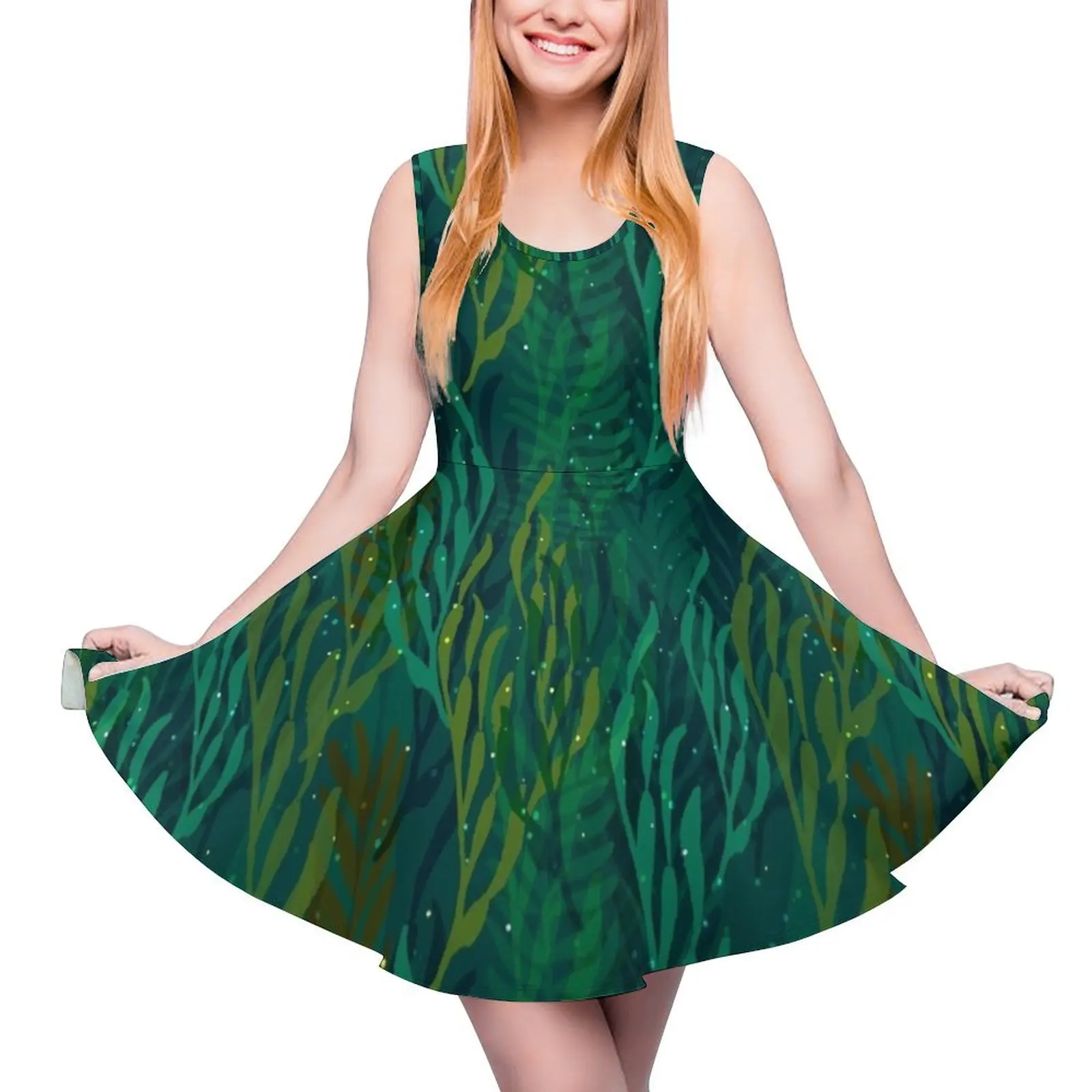 

Underwater Emerald Forest Sleeveless Dress women"s dresses luxury long dress women