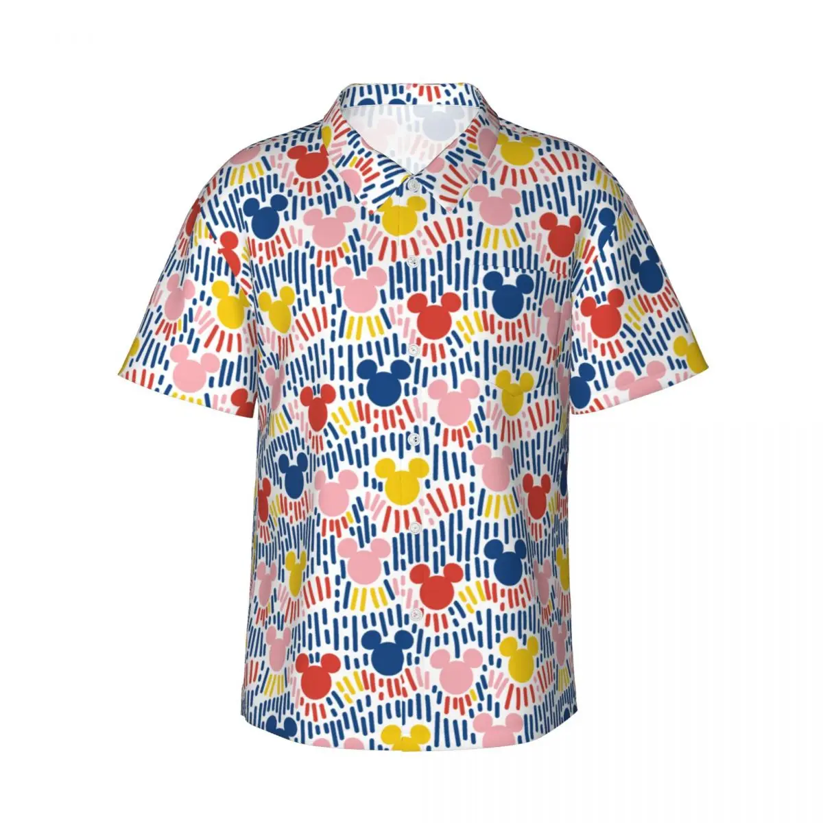 

Men's Cartoon Mickey Mouse Minnie Hawaiian Shirts Lapel Shirt Summer Beach Men Casual Blouse