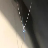 New Fashion 925 Sterling Silver Round Zircon Necklace Minimalist Style Charm Choker Pendant Party Gift For Women's Fine Jewelry