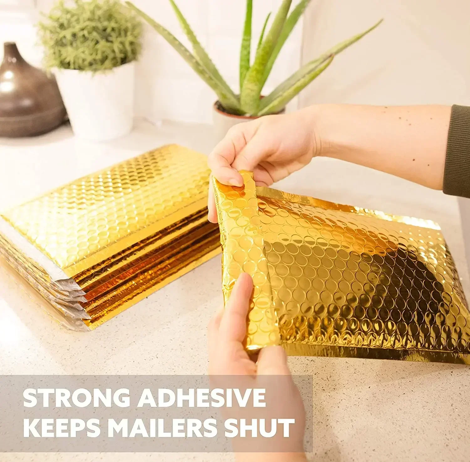 Mailers Golden Waterproof Foil Shipping 100 Postal Padded Metallic Bubble Envelopes Gift Aluminized Bags Pcs Packaging