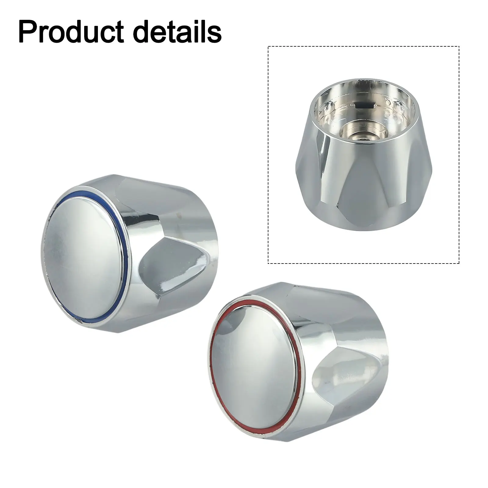 For Hot Cold Faucet Handle Faucet Handle Faucet Handle Plastic Material HOT COLD TAP TOP HEAD COVERS 2PCS METAL CHROME PLATED