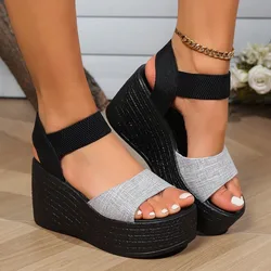 Sandalias de plataforma con punta redonda para mujer, zapatos de alta calidad, a la moda, para uso diario, 2024