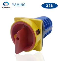 Cam Switch 660V 32A Padlock Changeover Rotary Switches ON/OFF 2 Position 4 Poles Terminals Emergency Stop YMW26-32/4GS